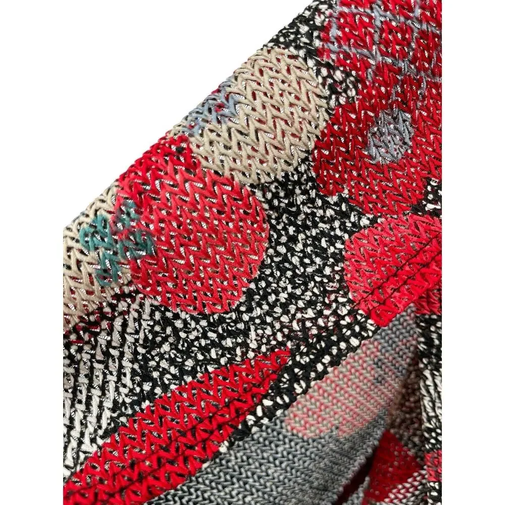 IC By Connie K Jacket Topper Red Floral Zip Front 3/4 Sleeves Size Large